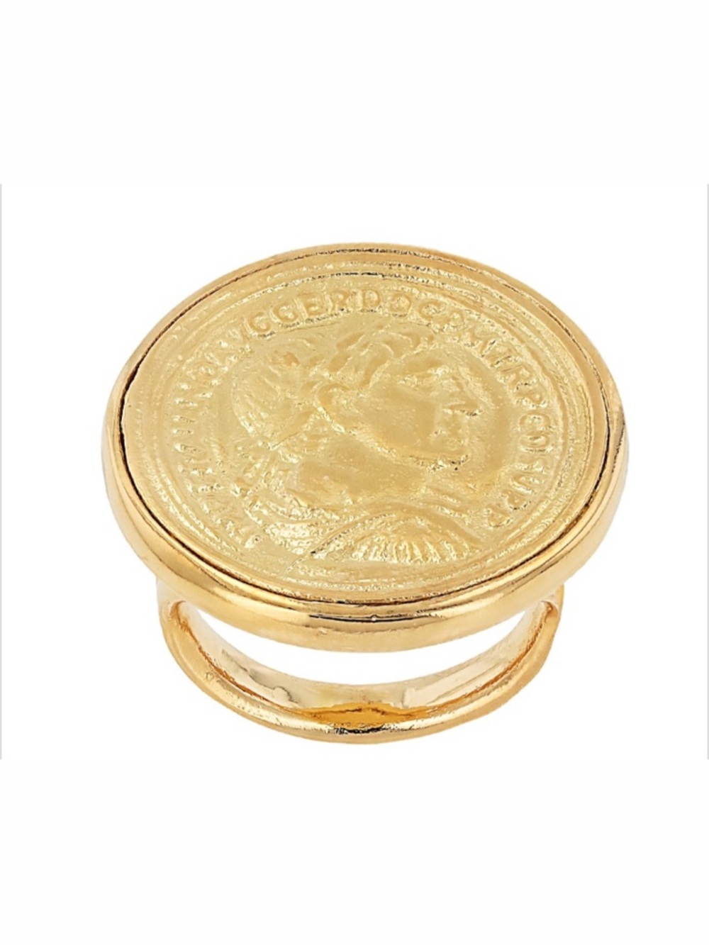 Moda Al Massimo 18k Yellow Gold Over Bronze Faux Coin Ring (LIRA)